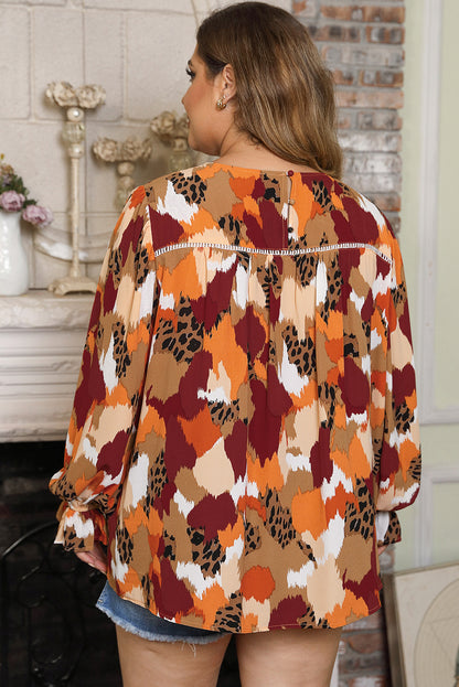 Abstract Printed Long Sleeve Blouse