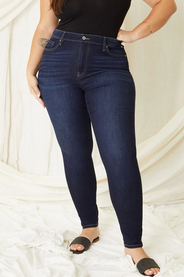 Kan Can - Dark Wash - High Rise - Super Skinny - Plus Size