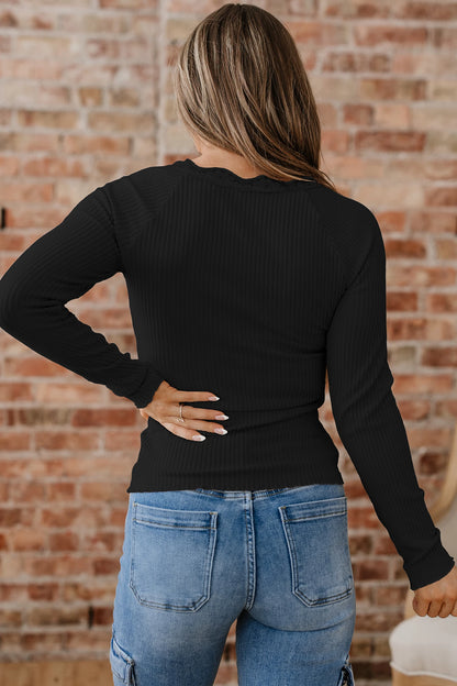 Black Lace Ribbed Longsleeve