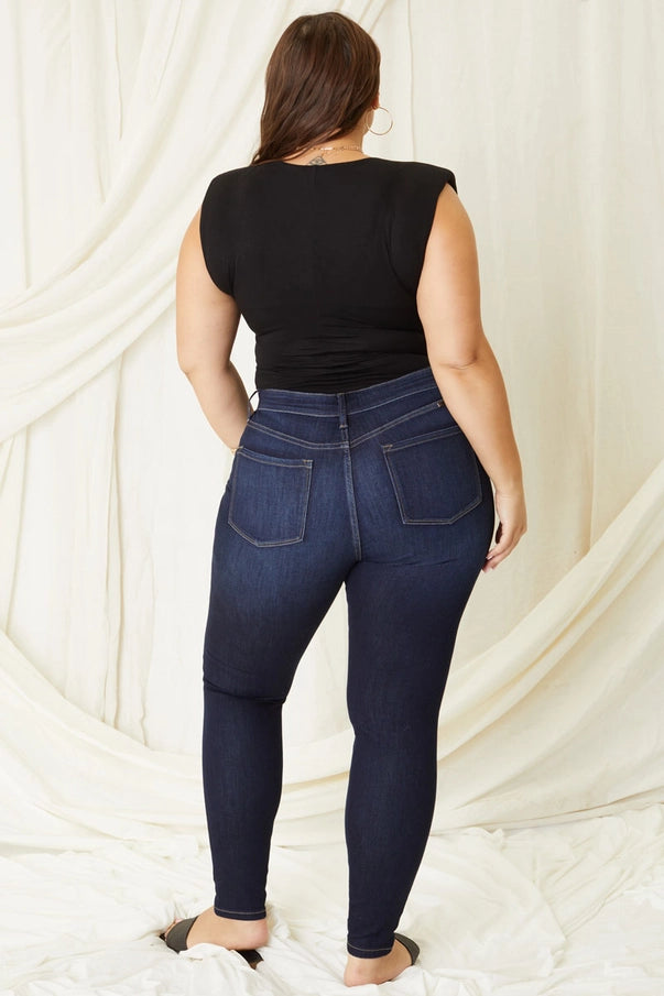 Kan Can - Dark Wash - High Rise - Super Skinny - Plus Size