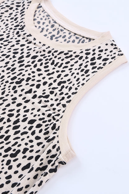 Leopard Print Round Neck Tank Top