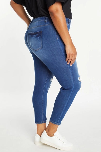 Curvy High Rise Destructed Skinny Jeans