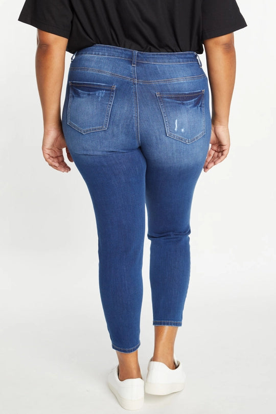 Curvy High Rise Destructed Skinny Jeans