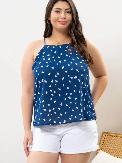 Blue Brush Stoke Halter Top - Plus