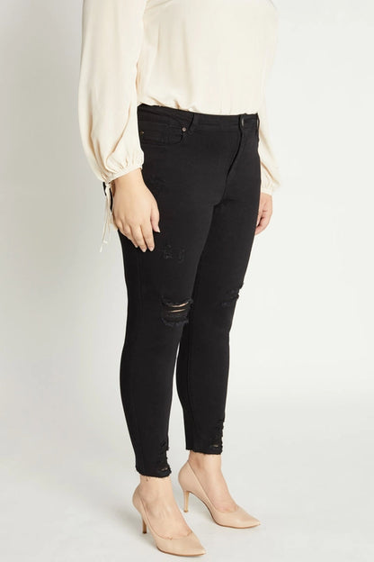 Curvy Distressed Mid-Rise Skinny Jeans