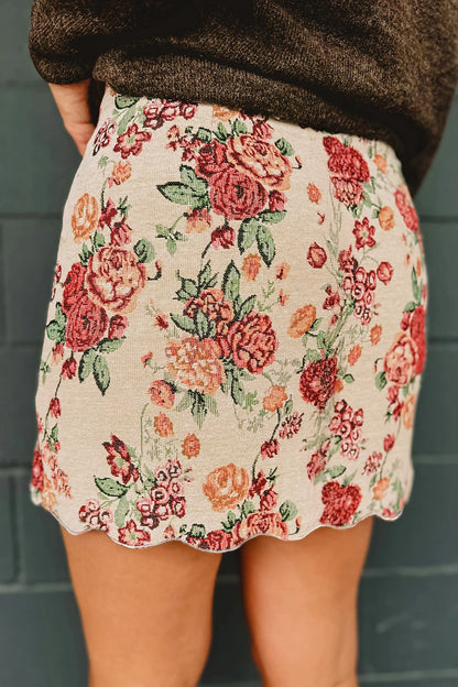 Apricot Button Scalloped Skirt